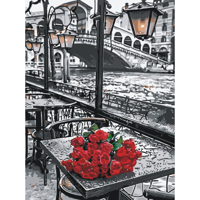 Vörös Rózsa az Asztalon - számfestő készlet