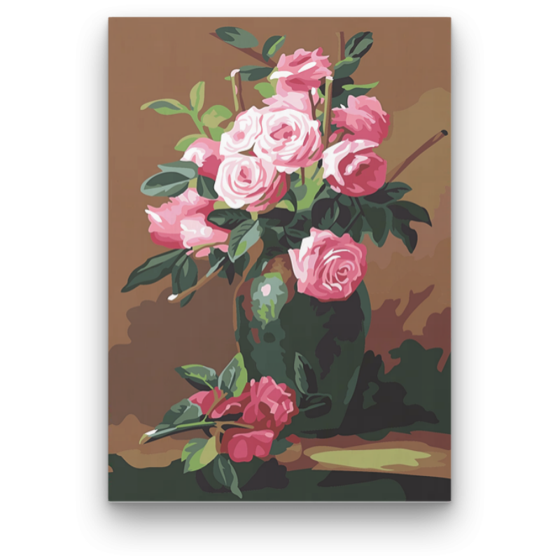 Rózsaszín Rózsák - számfestő készlet
