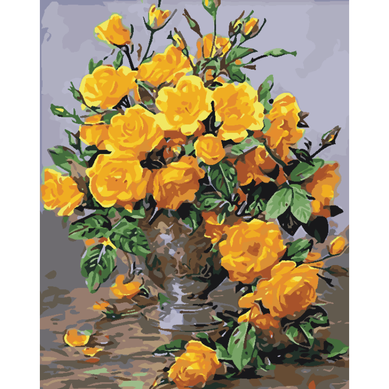 Sárga Virágcsokor - számfestő készlet