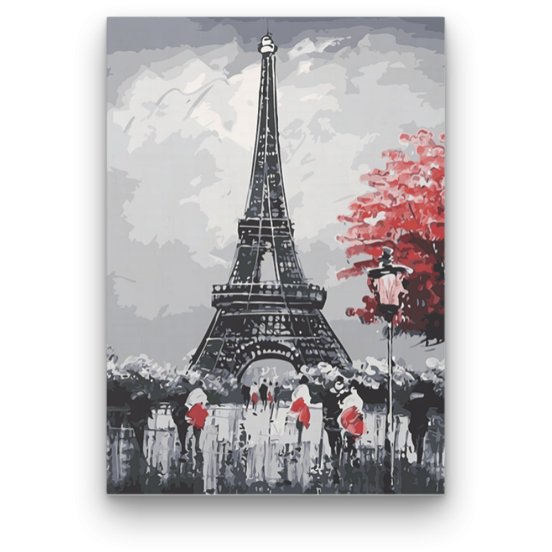 Eiffel Torony Skarlát Színekkel - számfestő készlet