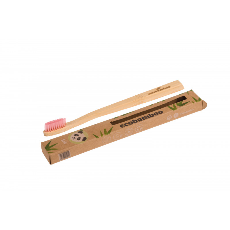 Ecobamboo bambusz, 100% vegán fogkefe/soft, pink