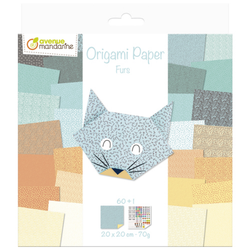 Avenue Mandarine OR513C Origami Paper, Furs, 20 x 20 cm, 60 sheets, 70g